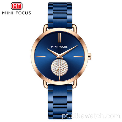 MINI FOCUS 0222 Relógios Mulheres Top Marca Luxo Vestido Feminino Relógio de Pulso Moda Quartz Romântico Elegante Rosa Azul Relógio 2021